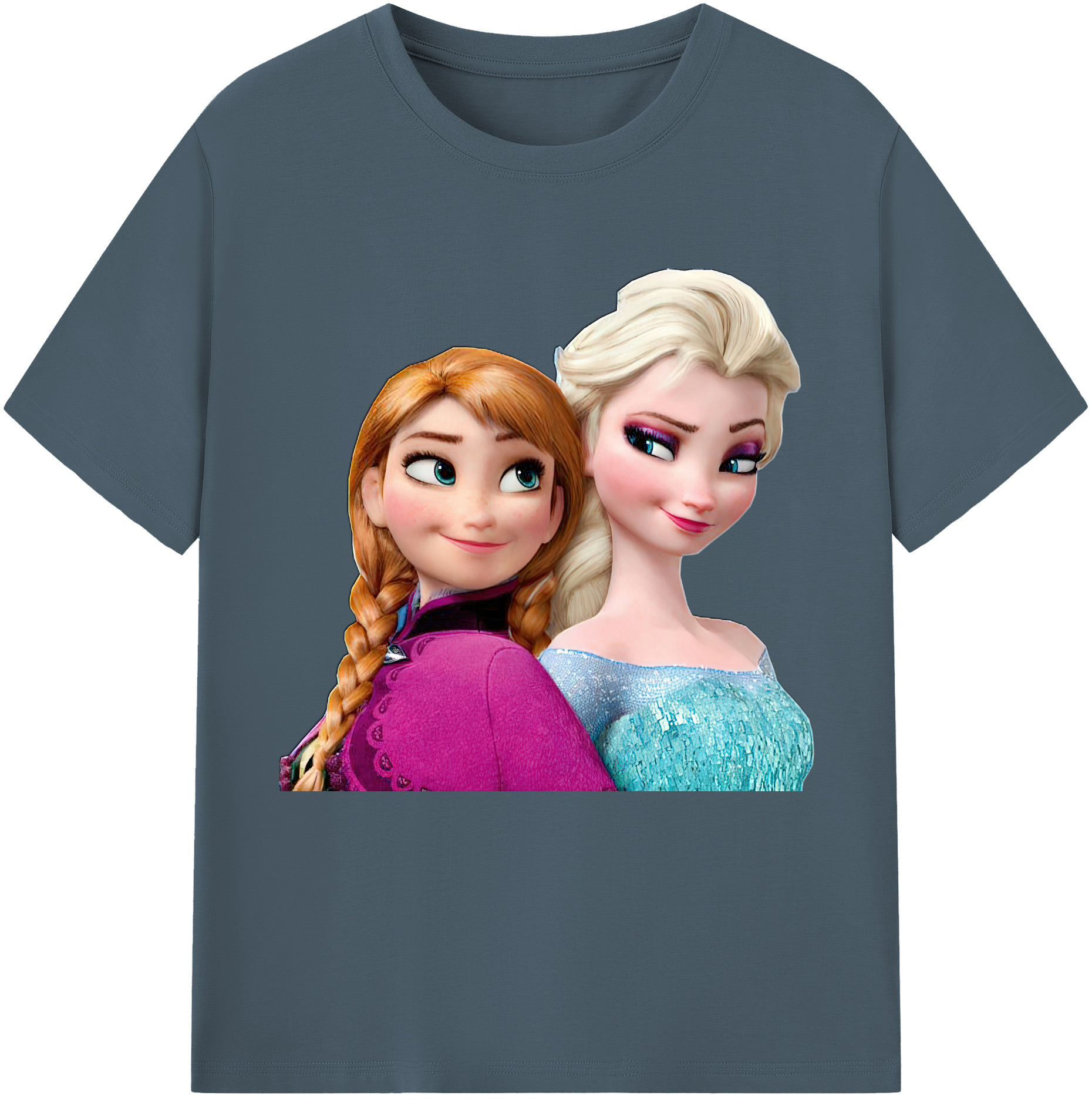 （画像用） アナと雪の女王 アンナ エルサ Frozen Anna Elsa 綿100％半袖Tシャツ（フロントプリント）